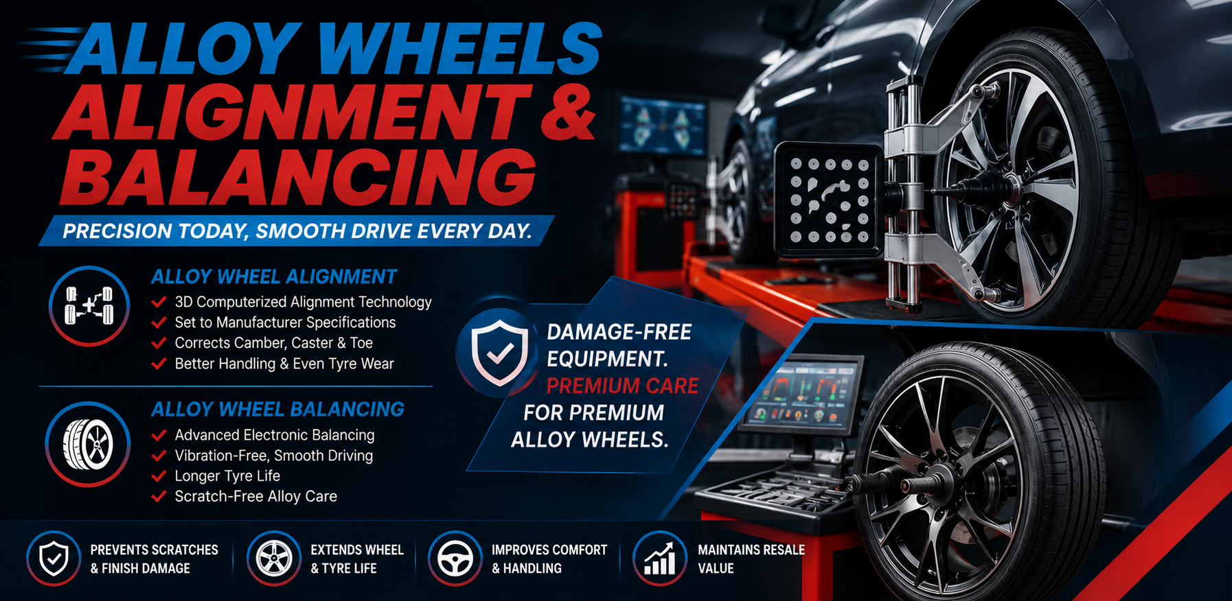 Alloy Wheel Alignment and Balancing in Lucknow at Navigator Car Spa